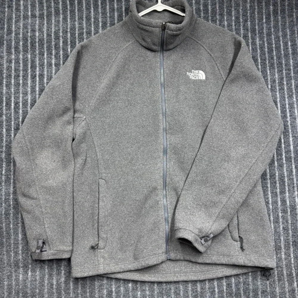 The North Face Fleece Jacket Large Gray Excellent Full Zip Mock Neck (2307)